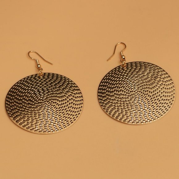 Drop Earrings, Textured Round Drop Earrings, Dangle earring for party casual - Picture 3 of 4